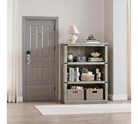 Zstar Industrial Bookshelf, 4-Tier Bookcase with Metal Frame, Gray