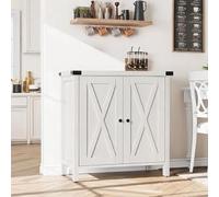 Zstar Rattan Sideboard Cabinet, Buffet Cabinet with 2 Doors, White Oak