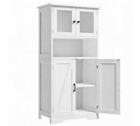 Zstar Storage Cabinet with Doors and Shelf, Freestanding MDF Storage Organizer for Bathroom, Living Room, Bedroom & Home Office, White