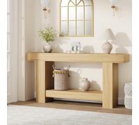 Zstar Table Console Farmhouse 160cm 2 Niveaux Bois | espace de rangement. Meuble polyvalent pour entrée, salon ou derrière le canapé.