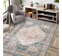 Zstar Tapis Anti-salissures Lavable Anti-Peluches pour Salon Chambre à Coucher Dos antidérapant décoration de la Maison Tapis de Zone Bleu Vert 160x230cm