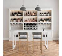 Zstar Velvet Bar Stools Set of 2, Gold Frame Counter Height Chairs, Gray
