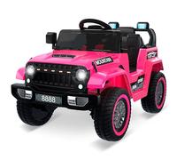 Zstar Voiture Electrique Enfant 12V avec Telecommande Parentale Demarrage Progressif Phares LED Musique Klaxon 2x35W Vehicule Electrique Fille 3-8 Ans Rose
