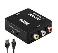 zstg Mini Adaptateur AV RCA CVBS vers HDMI, Convertisseur Vidéo Audio Support 720/1080P pour Caméra, Xbox 360, PS1, PS2, WII, N64, Snes, Lecteur DVD avec Câble d'alimentation USB
