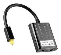 zstg Répartiteur Câble Fibre Optique Audio Toslink 1 Entrée 2 Sorties, Adaptateur S/PDIF Numérique pour TV, DVD, Amplificateur, Barre de Son, Splitter Optique Plaqué Or, 0.2M Noir