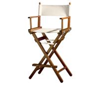 ZStyle Chaise de Metteur en Scène Pliable Légère et Portable pour Maquillage et Hôtel, Restaurant, Maison, Véranda, Bar - Haute Chaise de Maquilleuse (Fût en Noyer - Tissu Écru)