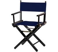 ZStyle Chaise de réalisateur pliante en bois, 90 cm de hauteur, 54 cm de large, 48 cm de profondeur, noire (fond noir - toile bleue)