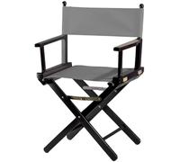 ZStyle Chaise de réalisateur pliante en bois, 90 cm de hauteur, 54 cm de large, 48 cm de profondeur, noire (fond noir - toile grise)
