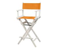 ZStyle Chaise Réalisateur Tabouret Pliable Léger Portable Director Make Up Hôtel Restaurant Maison Véranda Bar Maquillage Bois De Hêtre Tissu Haut Maquilleur (Blanc - Toile orange)