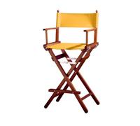 ZStyle Chaise Réalisateur Tabouret Pliant Léger Portable Director Make Up Hôtel Restaurant Maison Véranda Bar Maquillage Bois De Hêtre Tissu Haut Maquilleur Refermable (Fond acajou - Toile jaune)