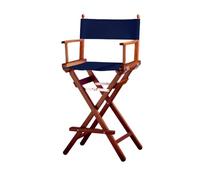 ZStyle Chaise Réalisateur Tabouret Pliant Léger Portable Director Make Up Hôtel Restaurant Maison Véranda Bar Maquillage Bois De Hêtre Tissu Haut Maquilleur Refermable (Fond acajou - Toile bleue)