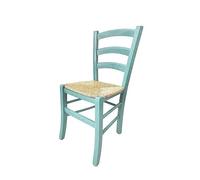 ZStyle Chaise Venise Bois Coloré Restaurant Ferme Cuisine Maison Paille - Vert Bleu Jaune Rouge (Celeste)