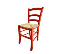 ZStyle Chaise Venise Bois Coloré Restaurant Ferme Cuisine Maison Paille - Vert Bleu Jaune Rouge (Orange )