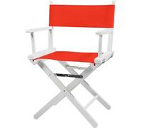 ZStyle Fauteuil de metteur en scène pliant en bois, 90 cm de hauteur, 54 cm de largeur, 48 cm de profondeur, Noir (Fût blanc - toile rouge)