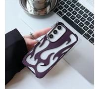 ZSUFCBF Coque 3D Motif Flamme pour Samsung Galaxy S25 S24 S22 S23 Ultra Plus A56 A36 A26 A16 A55 A54 A06 A15, Coque Fine et Souple, placage Violet, pour Galaxy A55 5G N