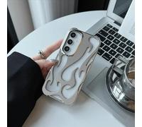 ZSUFCBF Coque 3D Motif Flamme pour Samsung Galaxy S25 S24 S22 S23 Ultra Plus A56 A36 A26 A16 A55 A54 A06 A15, Coque Fine et Souple, plaquée Argent, pour Galaxy A36 N