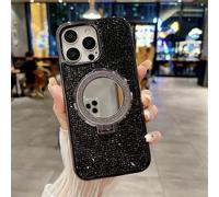 ZSUFCBF Coque de Protection Invisible pour Miroir de Maquillage, Compatible avec iPhone 16 Pro Max, 16Plus, 15 Pro, 14, 13, 12, 11, avec placage Diamant et Paillettes, Noire