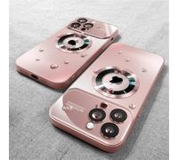 ZSUFCBF Coque magnétique Mate givrée de Luxe AG pour iPhone 11, 12, 13, 14, 15, 16, 17 Pro Max, 17 Air, Protection intégrale de l'objectif, Coque arrière Unie Rose, pour iPhone 13