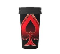 ZSUUGJ Ace of Spades - Tasse de voyage portable en acier inoxydable - Gobelet isotherme pour boissons chaudes et froides avec couvercle anti-fuite, tasse à café pour le bureau, la voiture et