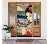 ZSUUGJ Anime Girl Geisha japonais réutilisable Bannière rideau de porte pour décoration intérieure et extérieure facile à accrocher Décoration de porte d'entrée pour fêtes, anniversaires et vacances