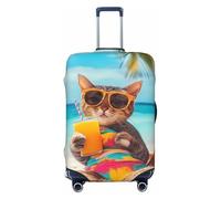 ZSUUGJ Beach Cat Protection de bagage élastique anti-poussière et anti-rayures pour valises de 45,7 à 81,3 cm, Noir , S