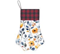 ZSUUGJ Belle chaussette de Noël en peluche à motif floral sauvage en tissu doux, décoration de vacances réutilisable pour cheminée, porte ou arbre de Noël