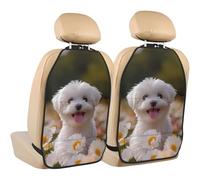 ZSUUGJ Bichon Frise Dog On The Grass Durable Anti-Kick Car Seat Protector Pcs, Tapis Imperméable pour Voitures, Camions et SUV, Facile à Installer et à Nettoyer