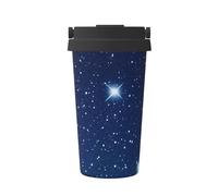 ZSUUGJ Blue Shining Stars Tasse à café isotherme avec anneau de transport rétractable, couvercle étanche à une pression, en acier inoxydable 304