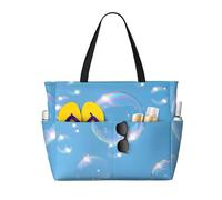 ZSUUGJ Bubbles Blue Sky Sac fourre-tout de plage extra large avec poches zippées - Sac de vacances étanche pour piscine, pique-nique, gym et voyage