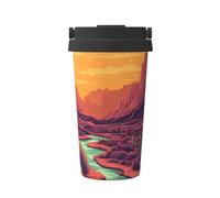 ZSUUGJ Cactus Desert Carry Tasse à café isotherme avec anneau de transport rétractable, couvercle étanche à une pression, en acier inoxydable 304