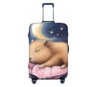 ZSUUGJ Capybara On The Moon Housse de protection élastique pour bagages, anti-poussière et anti-rayures, convient aux valises de 45,7 à 81,3 cm, Noir , L