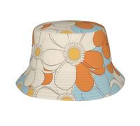 ZSUUGJ Chapeau cloche d'été rétro des années 70 avec motif floral pour femme et homme, casquette de pêche pour voyage, plein air, plage, golf, noir, noir, taille unique