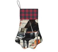 ZSUUGJ Chaussette de Noël en peluche motif papillon et violoncelle en tissu doux, décoration de vacances réutilisable pour cheminée, porte ou arbre de Noël