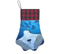 ZSUUGJ Chaussette de Noël en peluche raie manta et poisson en tissu doux, réutilisable, décoration de vacances pour cheminée, porte ou arbre de Noël