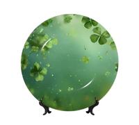 ZSUUGJ Clover Assiette décorative rétro en porcelaine anglaise avec support et crochet, décoration murale et table, idéale pour le salon, le bureau, 20,3 cm/25,4 cm