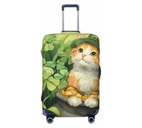 ZSUUGJ Clover Cat Housse de protection élastique pour bagages, anti-poussière et résistante aux rayures, convient aux valises de 45,7 à 81,3 cm, Noir , XL
