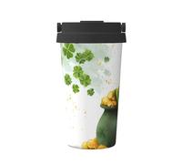 ZSUUGJ Clover Jar Tasse à café isotherme avec anneau de transport rétractable, couvercle étanche à une pression, en acier inoxydable 304