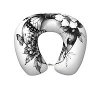 ZSUUGJ Coussin de nuque en mousse à mémoire de forme de tête de mort et papillon rétro gothique - Support ergonomique pour la tête et le cou - Pour avion, voiture, train, bureau et maison