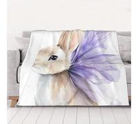 ZSUUGJ Couverture douillette et légère en peluche avec ailes de lapin et papillon - Couverture douce toutes saisons pour canapé, lit et voyage - Couverture décorative pour la maison et le salon