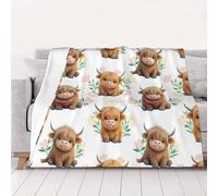ZSUUGJ Couverture douillette et légère en peluche mignonne vache des Highland - Couverture douce toutes saisons pour canapé, lit et voyage - Couverture décorative pour la maison et le salon - 152,4 x