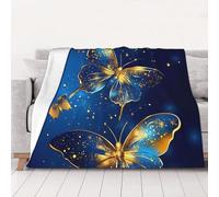 ZSUUGJ Couverture en peluche légère et confortable avec papillon bleu - Couverture douce toutes saisons pour canapé, lit et voyage - Couverture décorative pour la maison et le salon - 152,4 x 203,2 cm