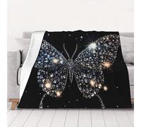 ZSUUGJ Couverture en peluche légère et confortable avec papillon en strass - Couverture douce toutes saisons pour canapé, lit et voyage - Couverture décorative pour la maison et le salon - 152,4 x