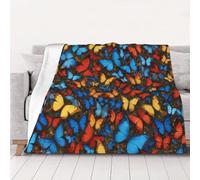 ZSUUGJ Couverture légère et confortable en peluche colorée avec papillon - Couverture douce toutes saisons pour canapé, lit et voyage - Couverture décorative pour la maison et le salon - 152,4 x 203,2