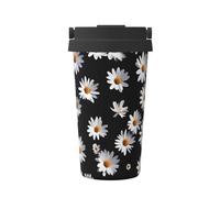 ZSUUGJ Daisy Carry Tasse à café isotherme avec anneau de transport rétractable, couvercle étanche à une pression, en acier inoxydable 304