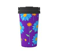 ZSUUGJ Daisy Field Tasse à café isotherme avec anneau de transport rétractable, couvercle étanche à une pression, en acier inoxydable 304
