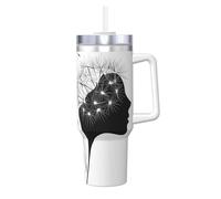 ZSUUGJ Dandelion Blowing in The Wind Gobelet isotherme en acier inoxydable de 1200 ml avec poignée, tasse de voyage avec couvercle pour boissons chaudes et froides, convient pour la maison, le bureau