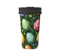 ZSUUGJ Easter Joy - Tasse de voyage portable en acier inoxydable - Gobelet isotherme pour boissons chaudes et froides avec couvercle anti-fuite, tasse à café adaptée aux navetteurs pour le bureau, la
