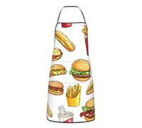 ZSUUGJ Fast Food Tablier de cuisine imperméable réglable avec poche pour la cuisine, la pâtisserie et le grill, tablier pour homme et femme