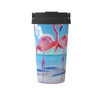 ZSUUGJ Flamingo - Tasse de voyage portable en acier inoxydable - Gobelet isotherme pour boissons chaudes et froides avec couvercle anti-fuite, tasse à café adaptée aux navetteurs pour le bureau, la