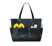 ZSUUGJ Gloomy Mansion Forest Scene Sac fourre-tout de plage extra large avec poches zippées - Sac de vacances imperméable et résistant au sable pour piscine, pique-nique, gym et voyage